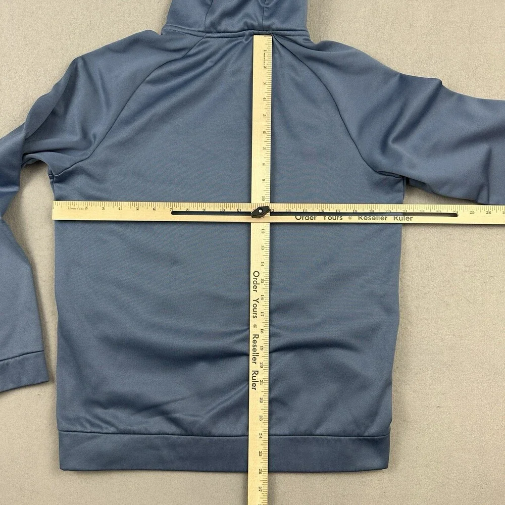 Nike Hoodie Men Medium Blue Soid Big Swoosh Pullover Sweatshirt Pocket M *